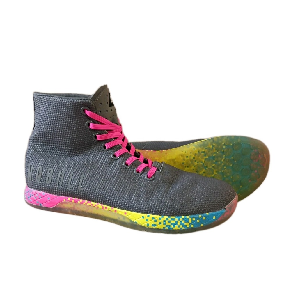 NOBULL Outwork High Top Sneakers Gray Neon Training Lifting Mens 7.5 Women's 9